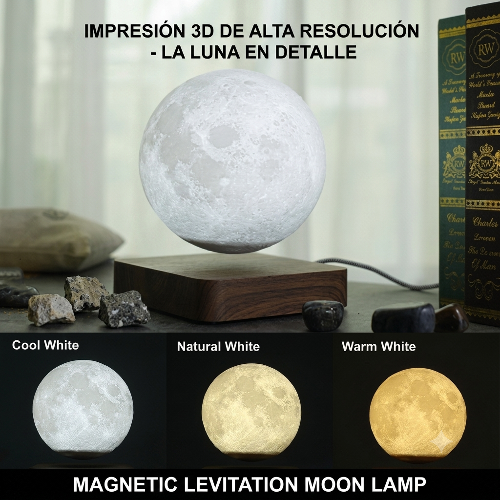 Lámpara de Luna 3D Inteligente - Textura Realista Premium